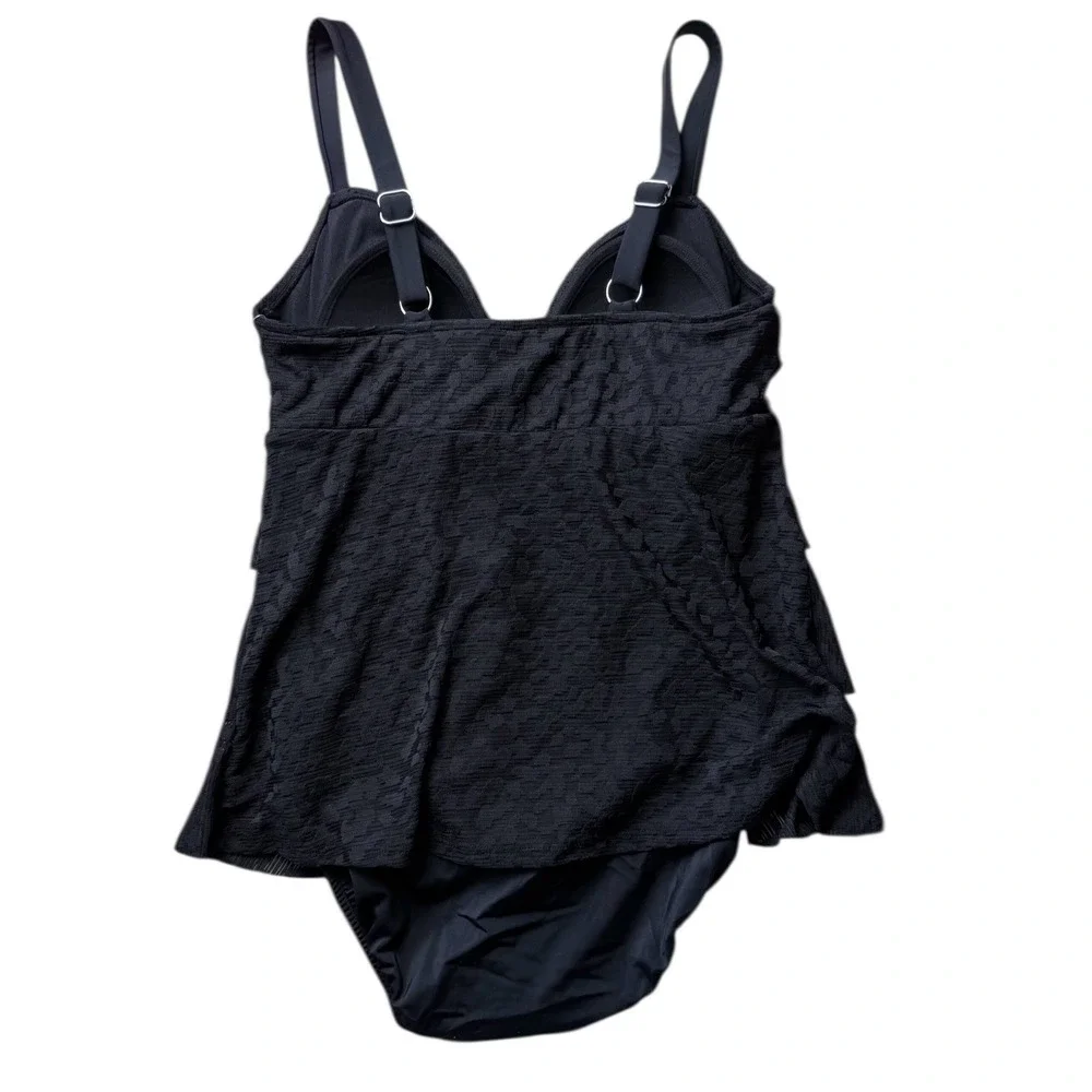 Shape Solver Size 10 Black‎ Triple Tier Shadow Prowl One Piece Swimsuit NWT